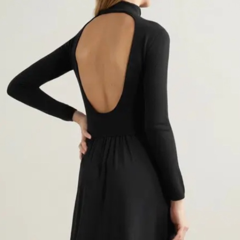 Vince Mixed Media Cashmere Wool Blend Open Back Sweater Dress Size 8 $495